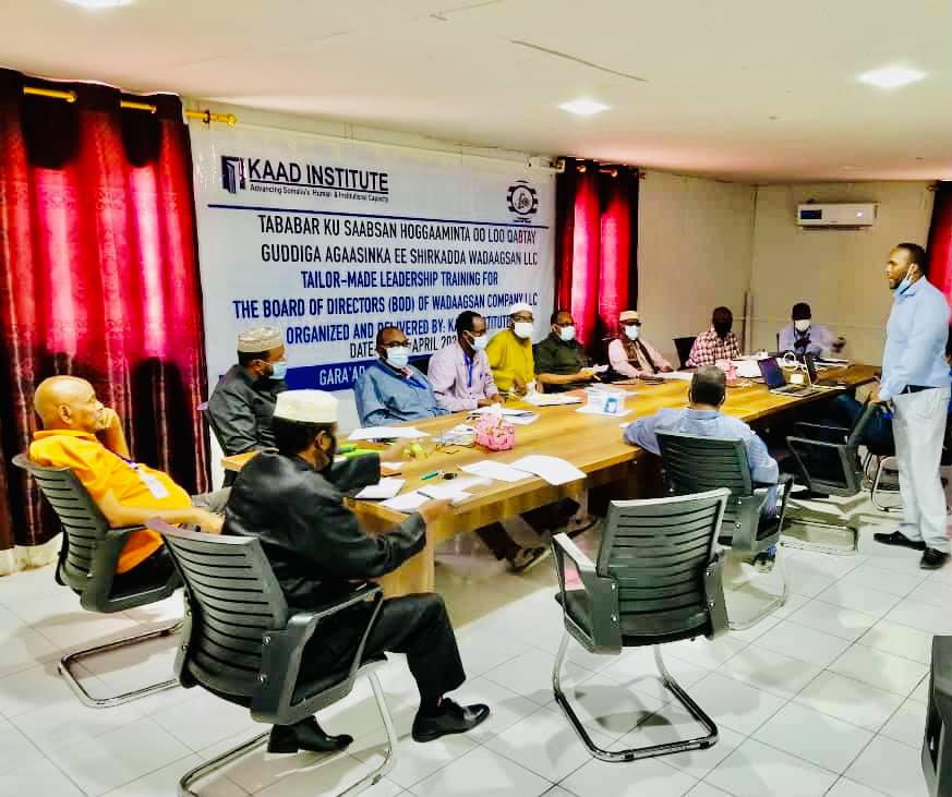 The Board of Directors of Wadaagsan Company LLC in session during the KAAD Institute leadership training