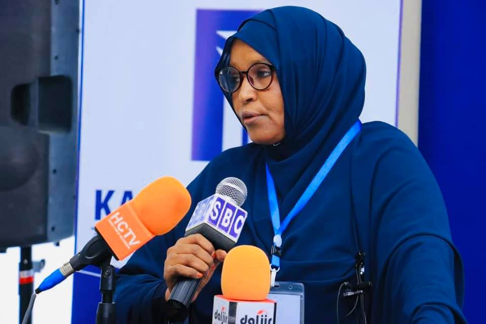 Hon. Amina Osman Hajji, Puntland Minister of Women, speaking at the KAAD Institute consultative dialogue in Garowe